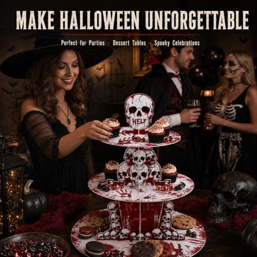 3-Tier Halloween Bloody Cupcake Stand Party Decorations in Blood, alternate view 5