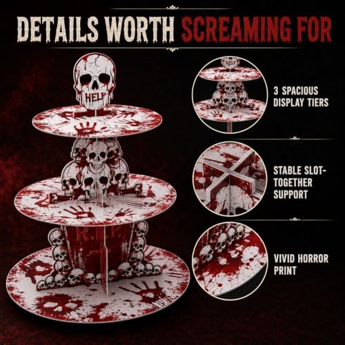 3-Tier Halloween Bloody Cupcake Stand Party Decorations in Blood, alternate view 6