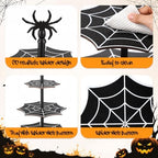 3 Tier Halloween Cupcake Stand, Black Wooden Spider Web Tiered Serving Tray for Spooky Gothic Party Table, alternate view 4
