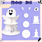 3 Tier Halloween Cupcake Stand Boo Ghost Dessert Tower for Birthday in White, alternate view 2