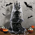 3-Tier Halloween Cupcake Stand Gothic Skull Candelabra with Web in Black