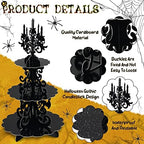 3-Tier Halloween Cupcake Stand Gothic Skull Candelabra with Web in Black, alternate view 2