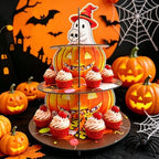 3-Tier Halloween Cupcake Stand Pumpkin Stack Dessert Display Holder in Halloween, alternate view 2
