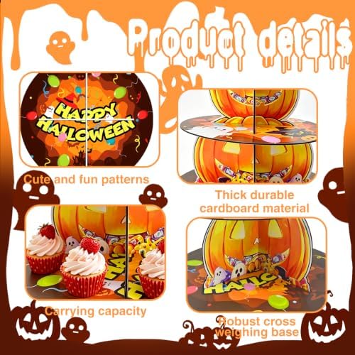 3-Tier Halloween Cupcake Stand Pumpkin Stack Dessert Display Holder in Halloween, alternate view 4