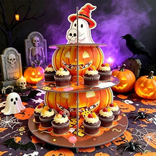 3-Tier Halloween Cupcake Stand Pumpkin Stack Dessert Display Holder in Halloween, alternate view 7