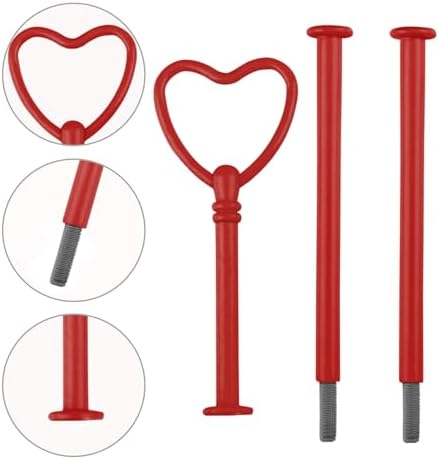 3 Tier Heart Shape Metal Cake Stand Holder Heavy Duty Fruit Plate Handle Fittings Hardware Rod(Red) in Red, alternate view 4
