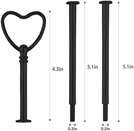 3 Tier Heart Shape Metal Cake Stand Holder Heavy Duty Fruit Plate Handle Fittings Hardware Rod(Black) in Black, alternate