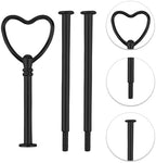 3 Tier Heart Shape Metal Cake Stand Holder Heavy Duty Fruit Plate Handle Fittings Hardware Rod(Black) in Black, alternate