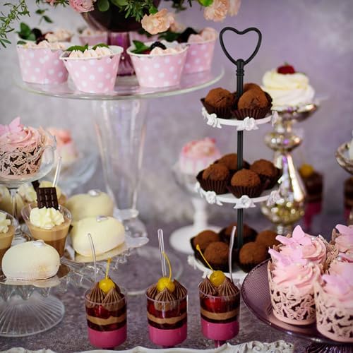 3 Tier Heart Shape Metal Cake Stand Holder Heavy Duty Fruit Plate Handle Fittings Hardware Rod(Black) in Black, alternate