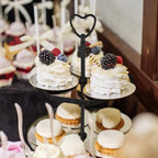 3 Tier Heart Shape Metal Cake Stand Holder Heavy Duty Fruit Plate Handle Fittings Hardware Rod(Black) in Black, alternate
