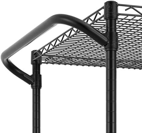 3 Tier Heavy Duty Commercial Grade Utility Cart, Wire Rolling Cart with Handle Bar, Steel Service Cart with, alternate view 6