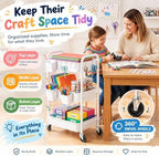 3 Tier Heavy Duty Metal Rolling Storage Cart Organizer with Wheels, White in White, alternate view 5