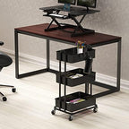 3-Tier Heavy Duty Metal Utility Rolling Cart, Black in Black, alternate view 2