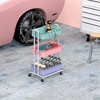 3-Tier Heavy Duty Metal Utility Rolling Cart, Multicolor, alternate view 5