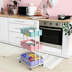 3-Tier Heavy Duty Metal Utility Rolling Cart, Multicolor, alternate view 6