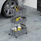 3-Tier Heavy Duty Metal Utility Rolling Cart, Silver in Silver, alternate view 5