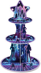 3 Tier Kpop Birthday Party Decorations Korean Pop Cupcake Stand in Purple, Black