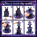 3 Tier Kpop Birthday Party Decorations Korean Pop Cupcake Stand in Purple, Black, alternate view 5