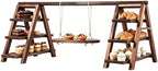 3-Tier Ladder Cupcake Display Stand Foldable Rustic Dessert Table Serving Tray Wooden Snack Platter Tower Food