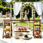3-Tier Ladder Cupcake Display Stand Foldable Rustic Dessert Table Serving Tray Wooden Snack Platter Tower Food, alternate