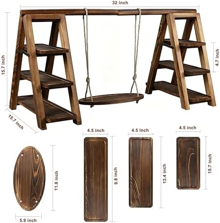 3-Tier Ladder Cupcake Display Stand Foldable Rustic Dessert Table Serving Tray Wooden Snack Platter Tower Food, alternate