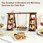 3-Tier Ladder Cupcake Display Stand Foldable Rustic Dessert Table Serving Tray Wooden Snack Platter Tower Food, alternate