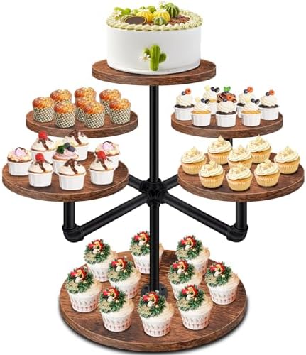 3 Tier Large Wooden Cupcake Tower in Brown