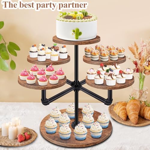 3 Tier Large Wooden Cupcake Tower in Brown, alternate view 2