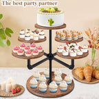 3 Tier Large Wooden Cupcake Tower in Brown, alternate view 2