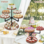 3 Tier Large Wooden Cupcake Tower in Brown, alternate view 5