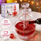 3 Tier LED Drink Dispensers for Parties, 1.5 Gal Punch Bowl Drink Tower with Filter & Splash-proof, 6 Reusable, alternate