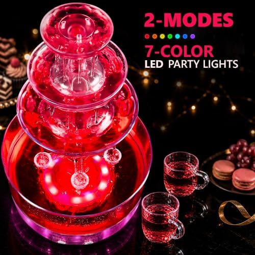 3 Tier LED Drink Dispensers for Parties, 1.5 Gal Punch Bowl Drink Tower with Filter & Splash-proof, 6 Reusable, alternate