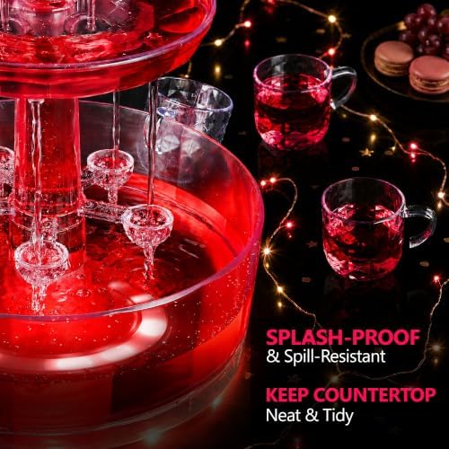 3 Tier LED Drink Dispensers for Parties, 1.5 Gal Punch Bowl Drink Tower with Filter & Splash-proof, 6 Reusable, alternate