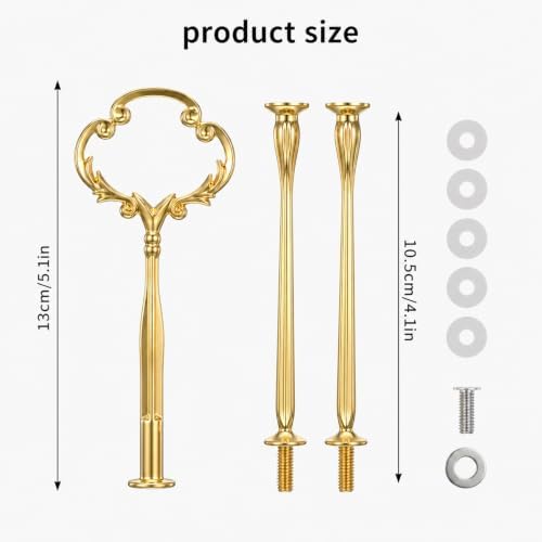 3 Tier Little Crown Tiered Tray Hardware Kit, Gold Cake Stand Hardware in gold, alternate view 3