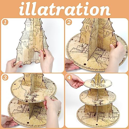 3-Tier Magical Cupcake Stand - Wizard Birthday & Halloween Party Cake Stand - Round in Colorful, alternate view 4