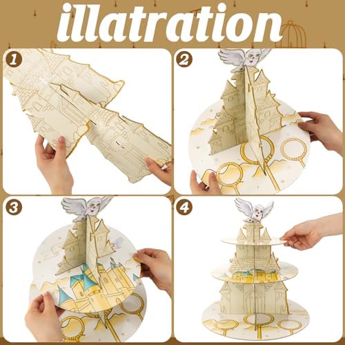 3-Tier Magical Cupcake Stand - Wizard Birthday & Halloween Party Cake Stand - Gift for Magical Lovers (Birthday, alternate