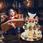3-Tier Magical Cupcake Stand - Wizard Birthday & Halloween Party Cake Stand - Gift for Magical Lovers (Birthday, alternate
