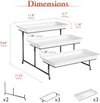 3-Tier Melamine Serving Tray Set, 11.5 x 5.6 in, Black Stand in 12 inch in Black, alternate view 2
