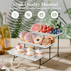 3-Tier Melamine Serving Tray Set, 11.5 x 5.6 in, Black Stand in 12 inch in Black, alternate view 3