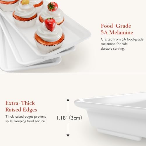 3-Tier Melamine Serving Tray Set, 11.5 x 5.6 in, Black Stand in 12 inch in Black, alternate view 5