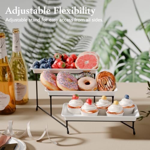 3-Tier Melamine Serving Tray Set, 11.5 x 5.6 in, Black Stand in 12 inch in Black, alternate view 6