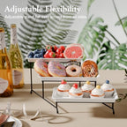 3-Tier Melamine Serving Tray Set, 11.5 x 5.6 in, Black Stand in 12 inch in Black, alternate view 6
