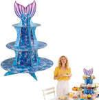 3 Tier Mermaid Cupcake Stand, Suitable for Ocean Themes - Easy to Assemble& Reusable(Mermaid) in Mermaid
