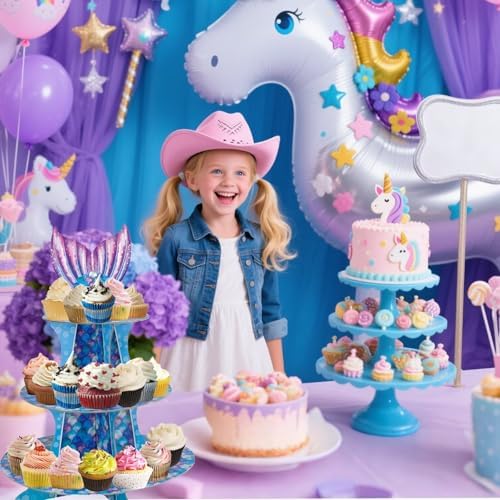 3 Tier Mermaid Cupcake Stand, Suitable for Ocean Themes - Easy to Assemble& Reusable(Mermaid) in Mermaid, alternate view 5