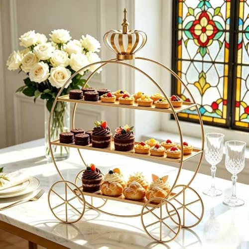 3-Tier Metal Cupcake Stand Tiered Dessert Serving Tray Candy Cookie Display Holder for Wedding Birthday Party, alternate view