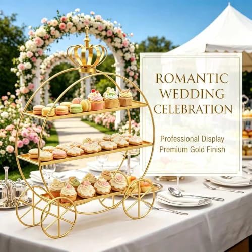 3-Tier Metal Cupcake Stand Tiered Dessert Serving Tray Candy Cookie Display Holder for Wedding Birthday Party, alternate view