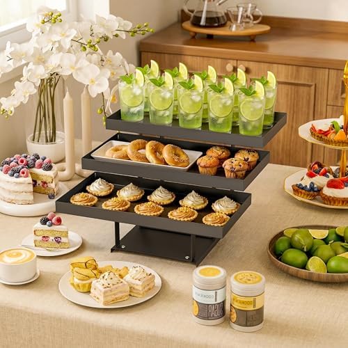 3 -Tier Metal Cupcakes Tray Display Stand for Gatherings, Parties, Holiday Dinners,14.5” Food Trays with Metal, alternate