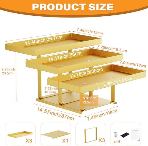 3 -Tier Metal Cupcakes Tray Display Stand for Gatherings, Parties, Holiday Dinners,14.5” Food Trays with Metal, alternate