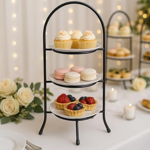 3-Tier Metal Dessert Stand 1 Pc - Elegant Iron Wire Display Rack for Afternoon Tea, Buffets, Banquets, Hotels, alternate view