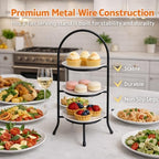 3-Tier Metal Dessert Stand 1 Pc - Elegant Iron Wire Display Rack for Afternoon Tea, Buffets, Banquets, Hotels, alternate view